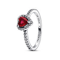 Pandora emelkedett piros szív gyűrű 50-es méret - 198421C02-50