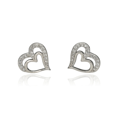 Ezüst szív fülbevaló (02107-210)