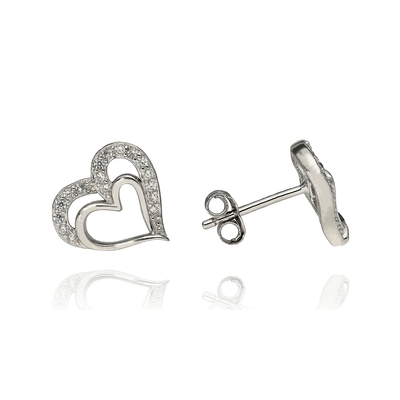 Ezüst szív fülbevaló (02107-210)