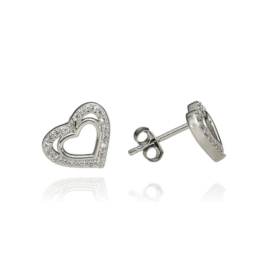 Ezüst szív fülbevaló (02107-211)