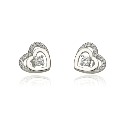 Ezüst szív fülbevaló (02107-217)