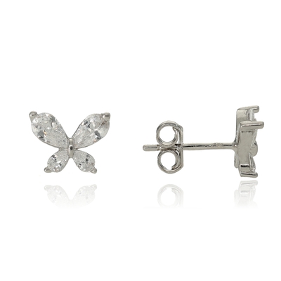 Ezüst pillangó fülbevaló (02107-239)
