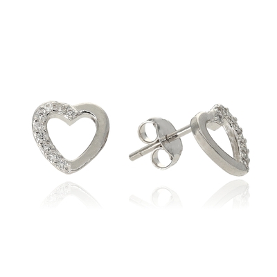 Ezüst szív fülbevaló (02107-243)