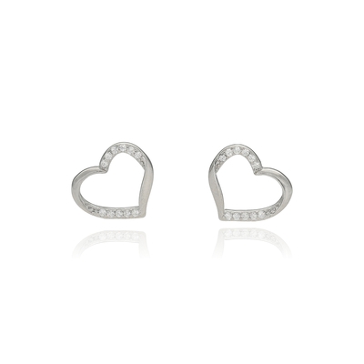 Ezüst szív fülbevaló (02107-291)
