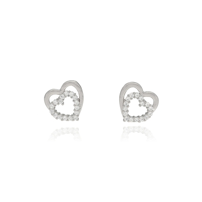 Ezüst szív fülbevaló (02107-293)