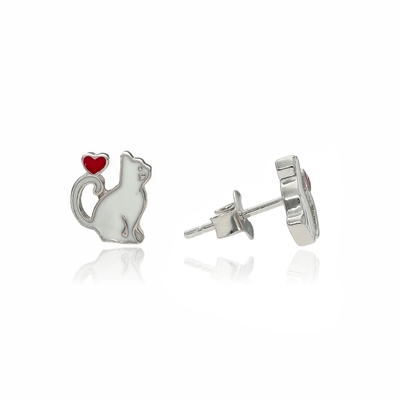 Ezüst gyerek cica fülbevaló (02107-329)