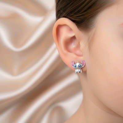 Ezüst gyerek Stitch fülbevaló (02107-335)