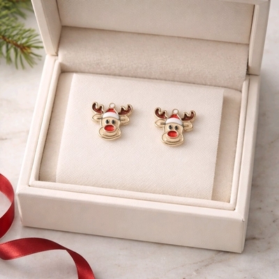 Ezüst gyerek rénszarvas fülbevaló (02107-336)