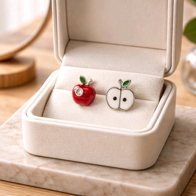 Ezüst gyerek alma fülbevaló (02107-337)