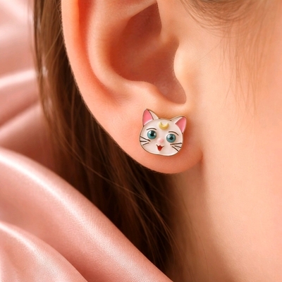 Ezüst gyerek cica fülbevaló (02107-338)