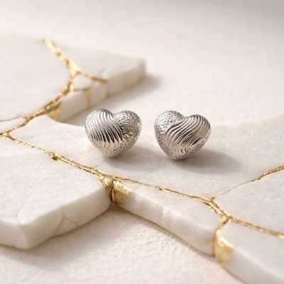 Ezüst szív fülbevaló (02107-339)