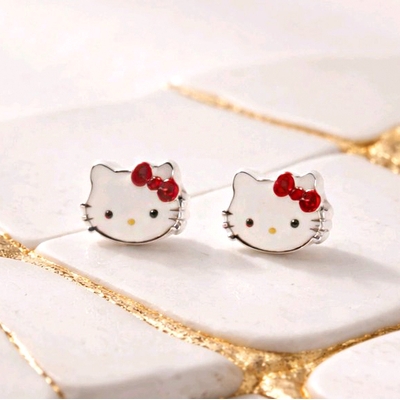 Ezüst gyerek cica fülbevaló (02107-343)