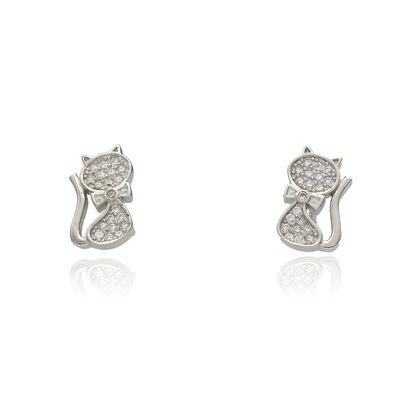 Ezüst cica fülbevaló (02107-345)