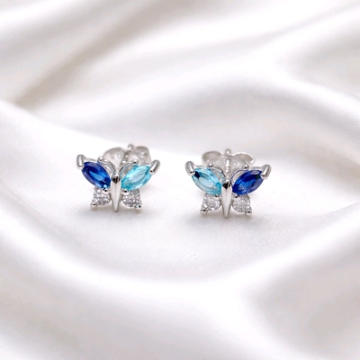 Ezüst gyerek pillangó fülbevaló (02107-347)