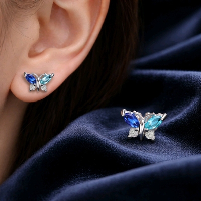 Ezüst gyerek pillangó fülbevaló (02107-347)