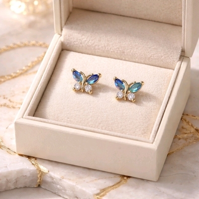 Ezüst pillangó fülbevaló (02107-348)