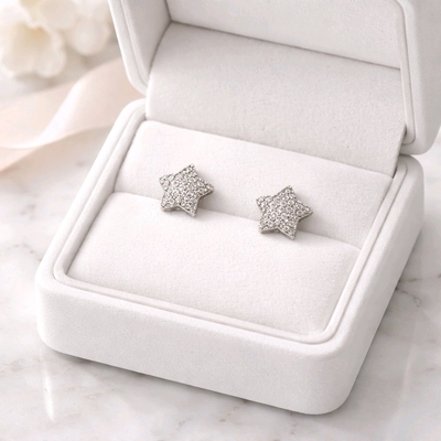 Ezüst gyerek csillag fülbevaló (02107-353)