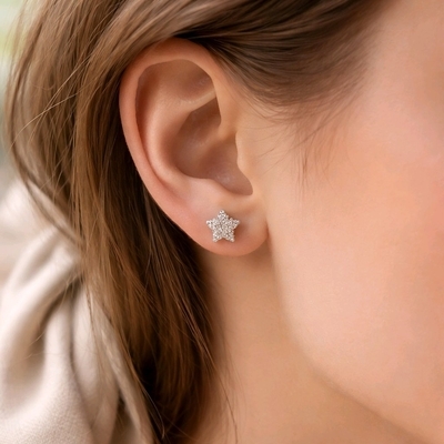 Ezüst gyerek csillag fülbevaló (02107-353)