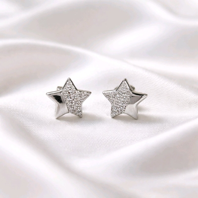 Ezüst csillag fülbevaló (02107-357)