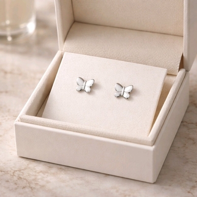 Ezüst pillangó fülbevaló (02107-359)