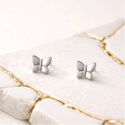 Ezüst pillangó fülbevaló (02107-359)