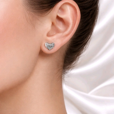 Ezüst szív fülbevaló (02107-360)