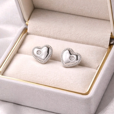 Ezüst szív fülbevaló (02107-361)