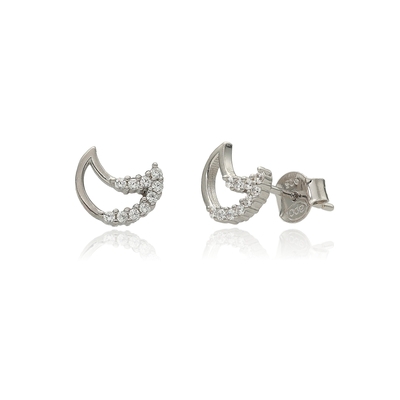 Ezüst félhold fülbevaló (02107-365)