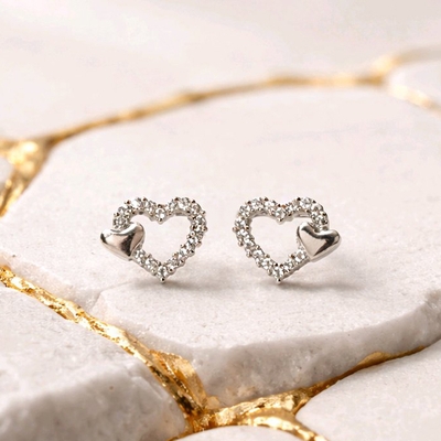 Ezüst szív fülbevaló (02107-366)