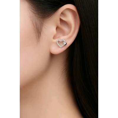 Ezüst szív fülbevaló (02107-366)