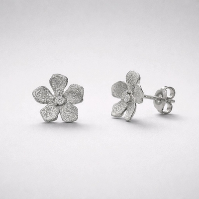 Ezüst virág fülbevaló (02107-369)