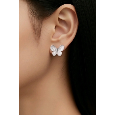 Ezüst pillangó fülbevaló (02107-370)