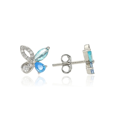 Ezüst pillangó fülbevaló (02107-47)