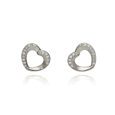 Ezüst szív fülbevaló (02107-98)