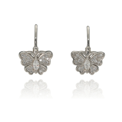 Ezüst pillangó fülbevaló (02108-119)