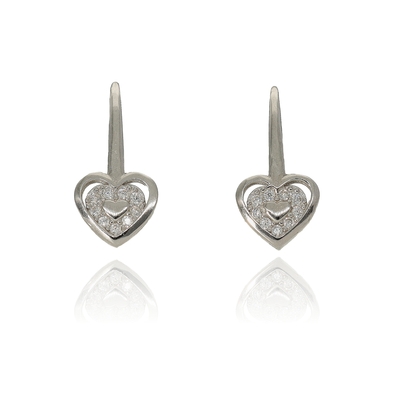 Ezüst szív fülbevaló (02108-121)