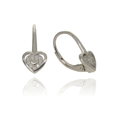 Ezüst szív fülbevaló (02108-121)