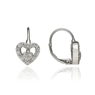 Ezüst szív fülbevaló (02108-65)