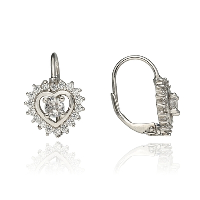 Ezüst szív fülbevaló (02108-76)