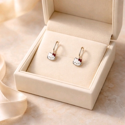 Ezüst Hello Kitty gyerek fülbevaló (02203-42)