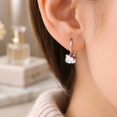 Ezüst Hello Kitty gyerek fülbevaló (02203-42)