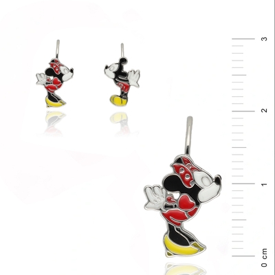Ezüst Mickey & Minnie gyerek fülbevaló (02203-45)