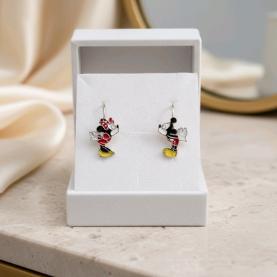 Ezüst Mickey & Minnie gyerek fülbevaló (02203-45)