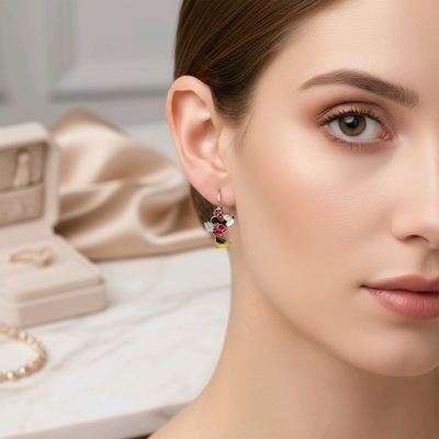 Ezüst Mickey & Minnie gyerek fülbevaló (02203-45)