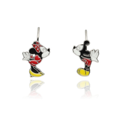 Ezüst Mickey & Minnie gyerek fülbevaló (02203-45)