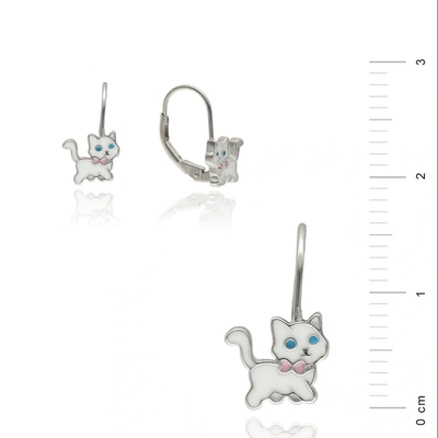 Ezüst cica gyerek fülbevaló (02203-49)