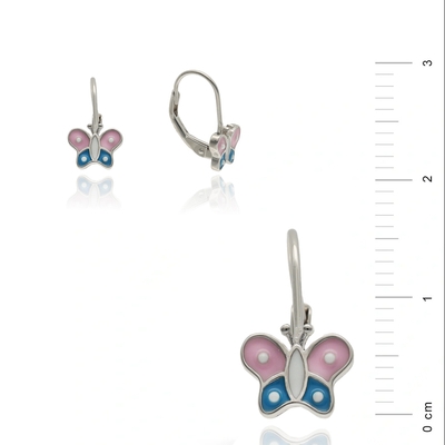 Ezüst pillangó gyerek fülbevaló (02203-50)