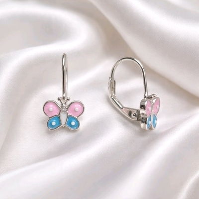 Ezüst pillangó gyerek fülbevaló (02203-50)