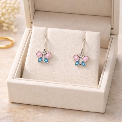 Ezüst pillangó gyerek fülbevaló (02203-50)