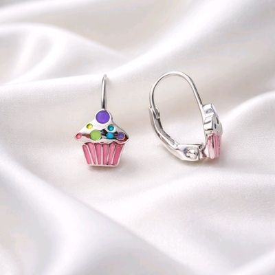 Ezüst muffin gyerek fülbevaló (02203-52)